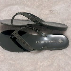 Tory Burch Studded Jelly Flip Flop - smoke gray size 8 - worn once